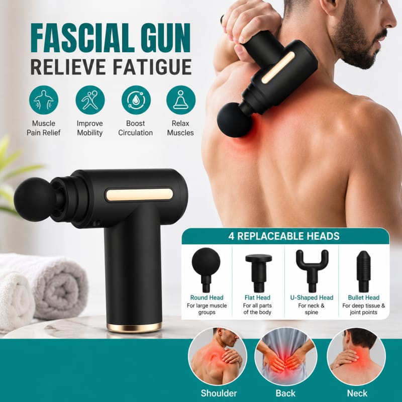 Smart Massage Gun Deep Tissue Muscle Massager | Portable Percussion Therapy Device for Pain Relief & Muscle Recovery