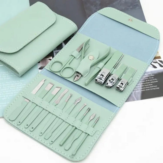 18-in-1 Professional Manicure & Pedicure Kit | Stainless Steel Nail Clippers Set with Travel Case | Nail Care Grooming Tools for Men & Women