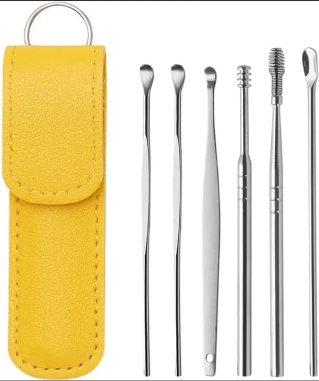6-Piece Stainless Steel Ear Wax Removal Kit โ Professional Ear Cleaning Tools with Storage Case | Reusable Ear Pick Set
