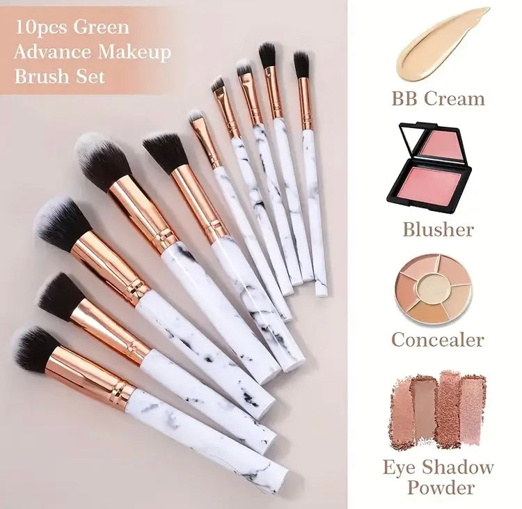 10 Pcs Makeup Brush Set – Professional Face & Eye Makeup Brushes | Foundation, Blush, Concealer & Eyeshadow Brushes