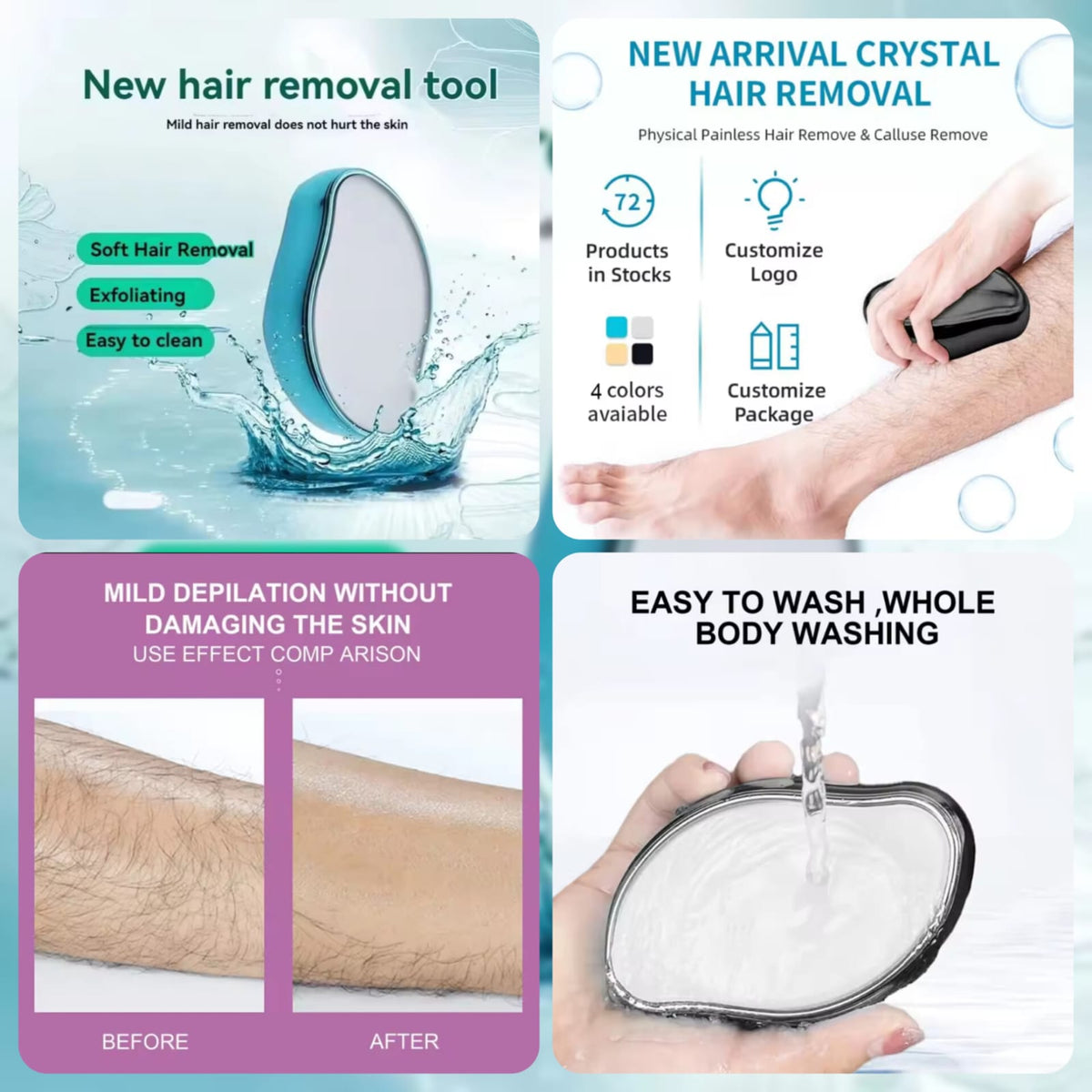 Painless Crystal Hair Eraser & Physical Hair Removal Tool