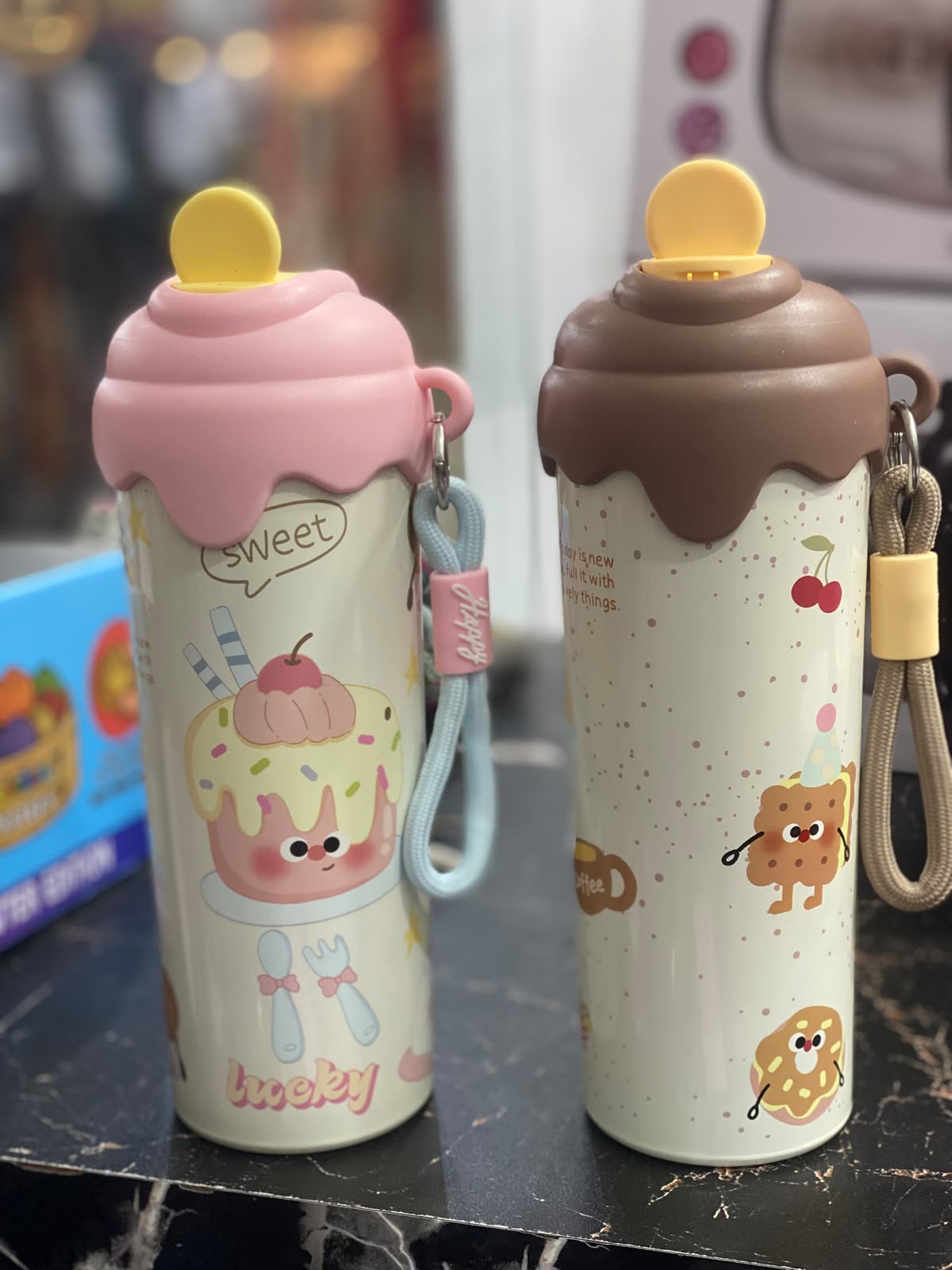 Portable Stainless Steel Cartoon Water Tumbler (Crossbody Strap Included)