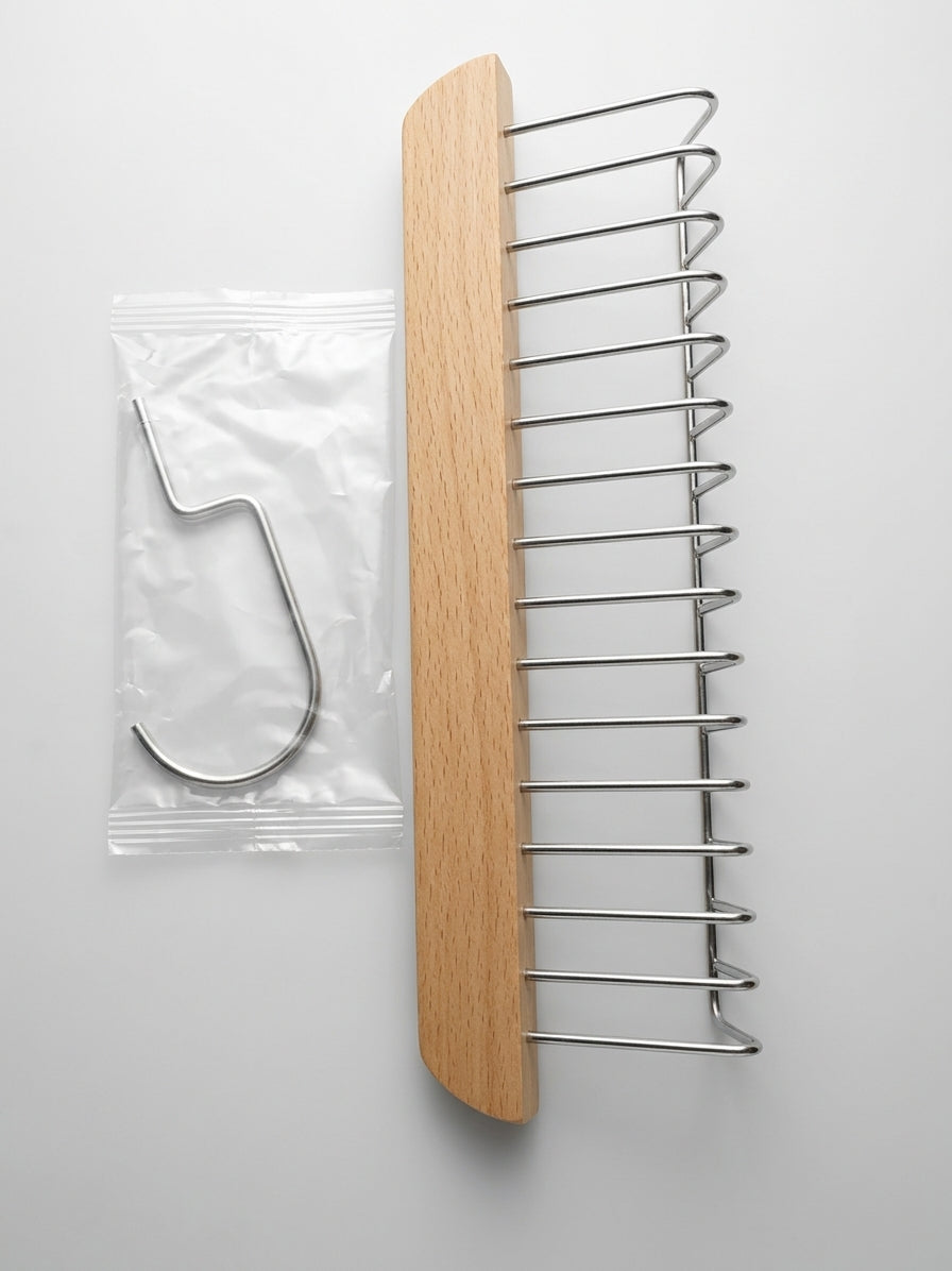 Wall-Mounted Wooden Storage Rack & Organizer