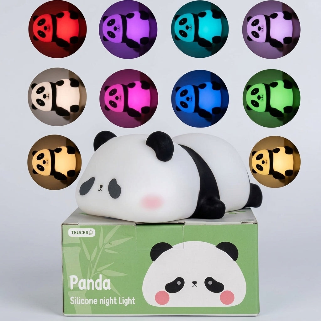 Cute Panda Silicone LED Night Light & Desk Companion