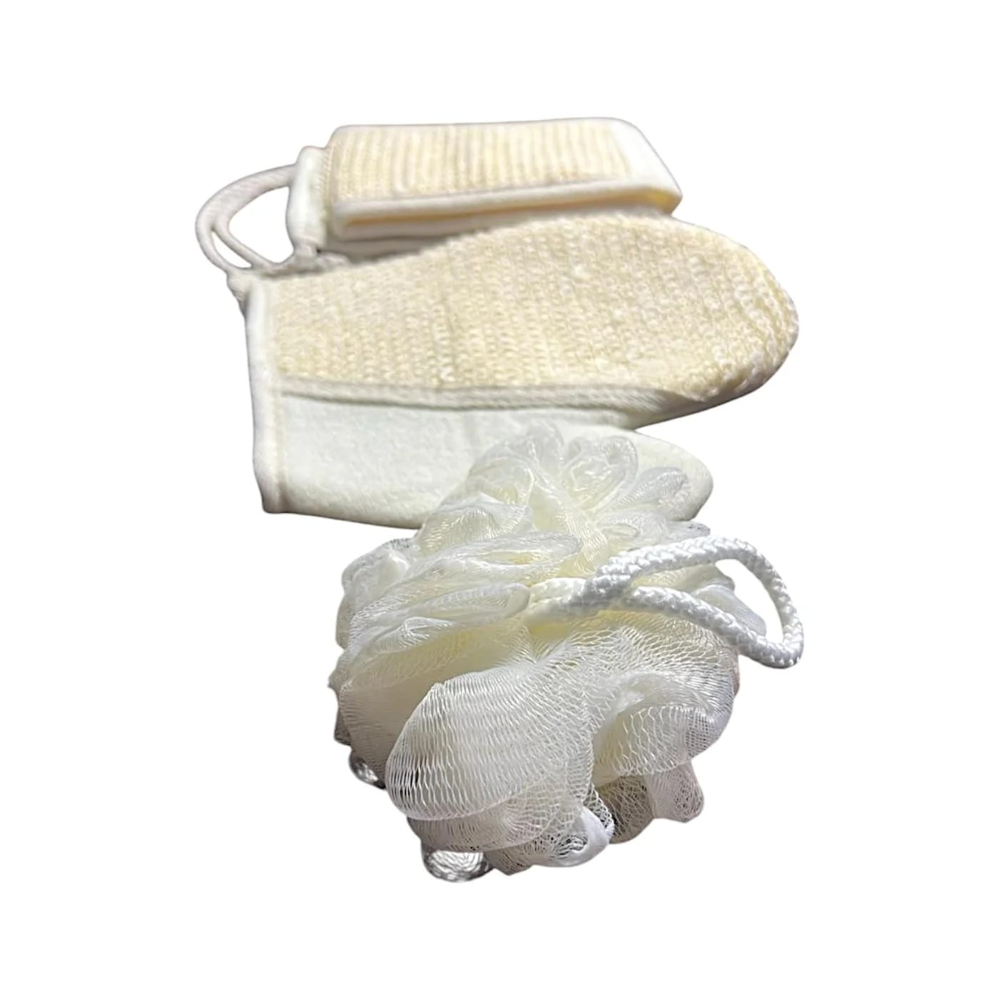 3-Piece Exfoliating Bath Set | Back Scrubber, Bath Glove & Loofah | Deep Cleansing Body Care Kit