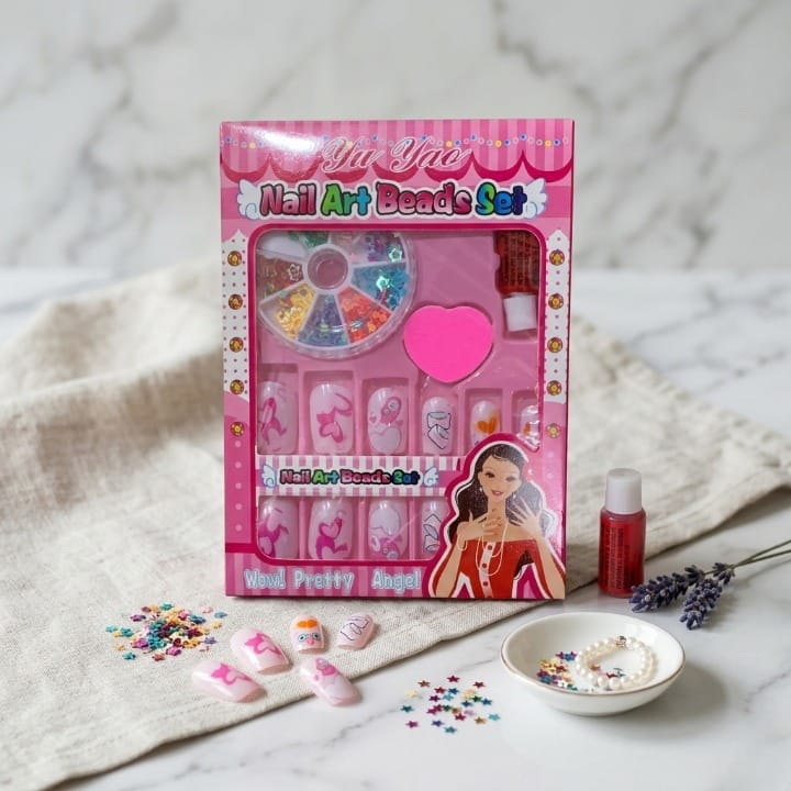 Kids Nail Art Beads Set – DIY Nail Decoration Kit for Girls | Creative Beauty Play Set