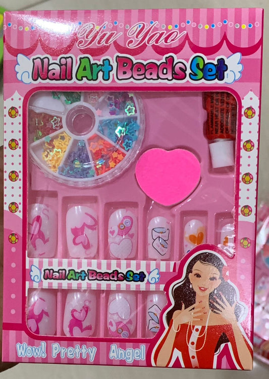 Kids Nail Art Beads Set – DIY Nail Decoration Kit for Girls | Creative Beauty Play Set