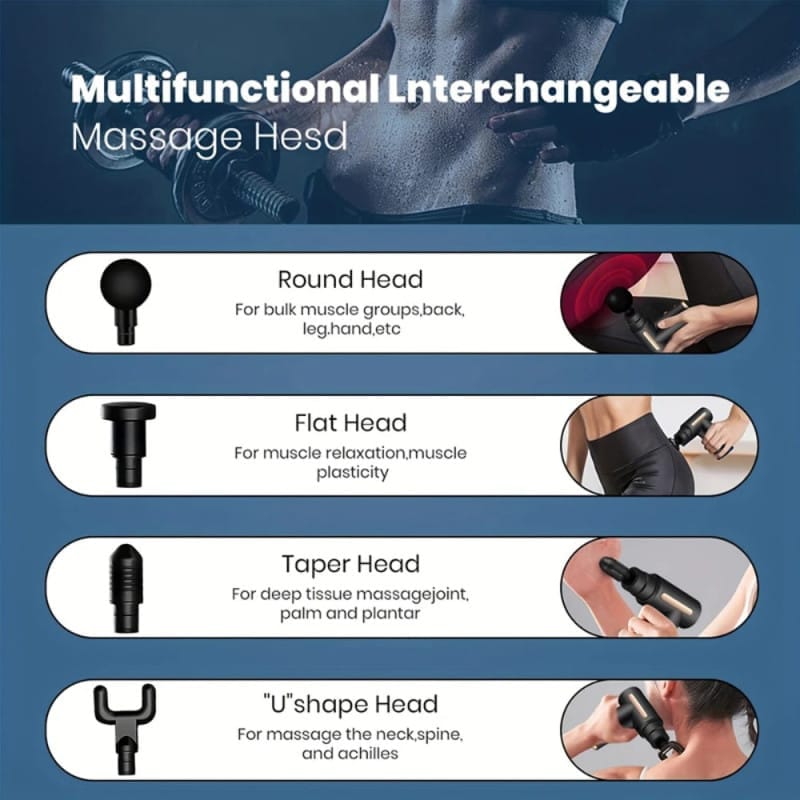Smart Massage Gun Deep Tissue Muscle Massager | Portable Percussion Therapy Device for Pain Relief & Muscle Recovery