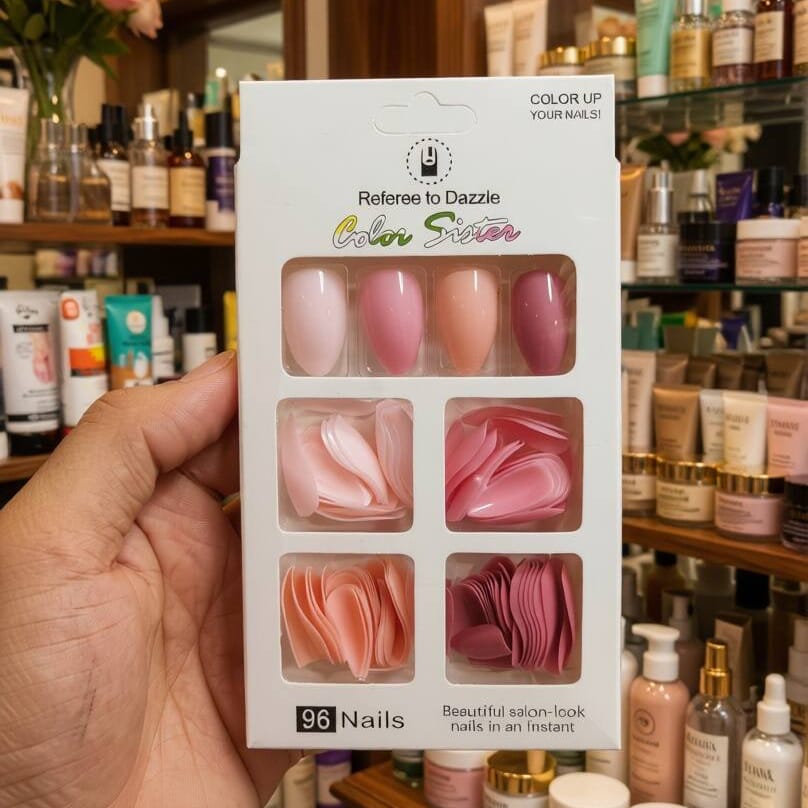 96-Piece Press-On Nails Set | Glossy Artificial False Nails | Salon-Style Reusable Nail Tips