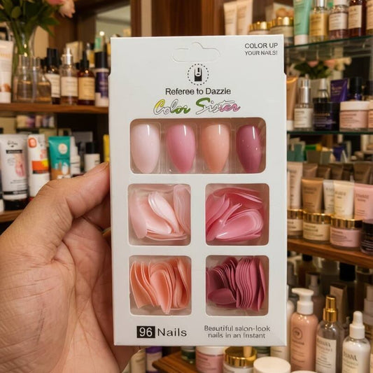96-Piece Press-On Nails Set | Glossy Artificial False Nails | Salon-Style Reusable Nail Tips
