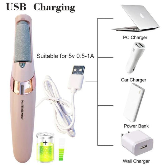 USB Rechargeable Electric Foot Callus Remover | Portable Pedicure Foot File for Smooth & Soft Feet