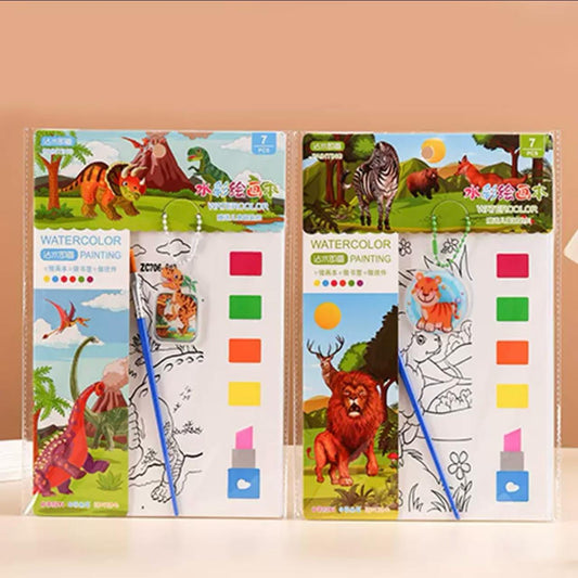 Magic Water Coloring Book for Kids | Reusable Water Painting Book with Magic Pen | Montessori Educational Drawing & Travel Activity Toy