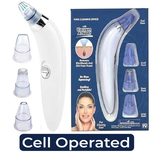 Electric Blackhead Remover Vacuum | Pore Cleaner & Acne Extractor with 4 Suction Heads | Facial Deep Cleansing Device for Men & Women