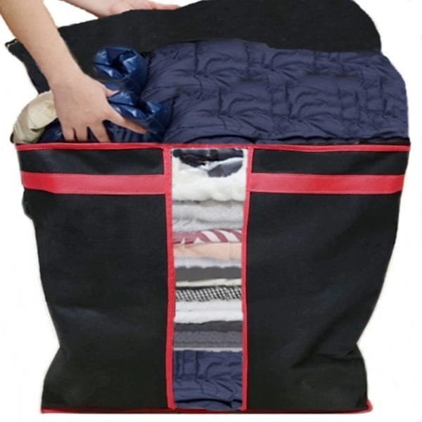 Large Clothes Storage Bag with Clear Window – Foldable Blanket & Quilt Organizer | Dustproof Storage Box for Clothes, Bedding & Comforters