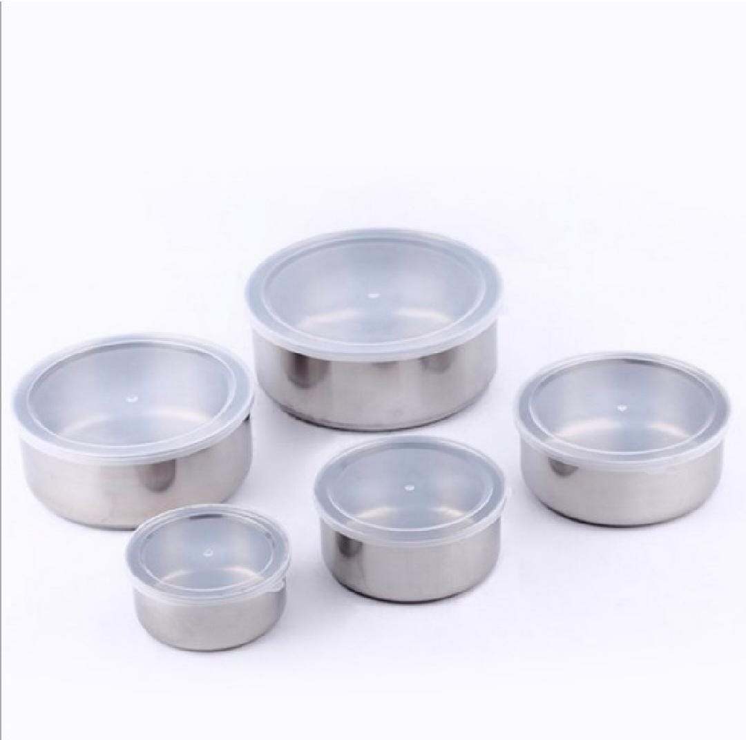 5-Piece Stainless Steel Food Storage Container Set with Lids – Airtight Kitchen Storage Bowls for Meal Prep, Leftovers & Food Preservation
