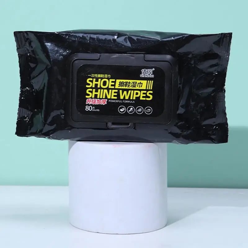 Shoe Shine Cleaning Wipes – Instant Leather & Sneaker Cleaner | Disposable Shoe Polish Wipes for White Shoes, Boots & Bags (80 Wipes)