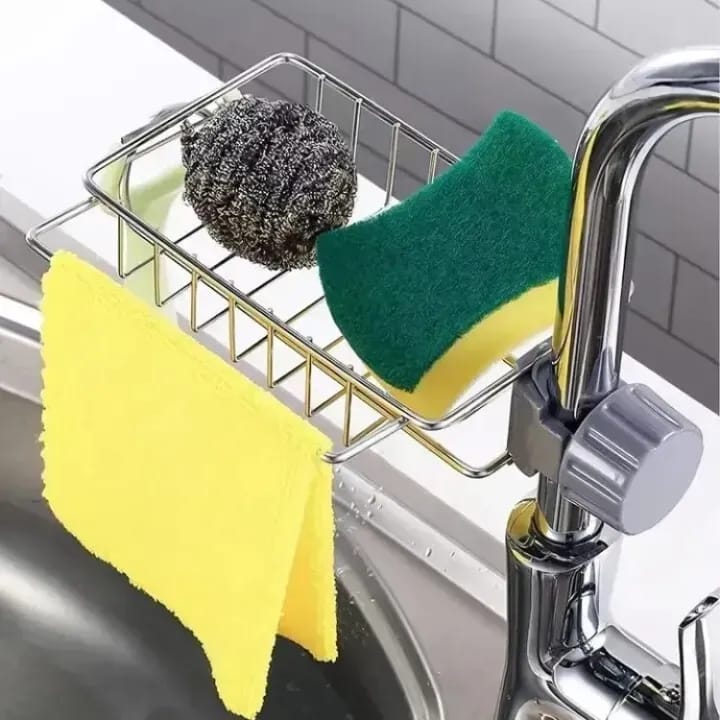 Adjustable Sink Caddy Clamp – Kitchen Faucet Sponge & Dish Soap Holder Organizer