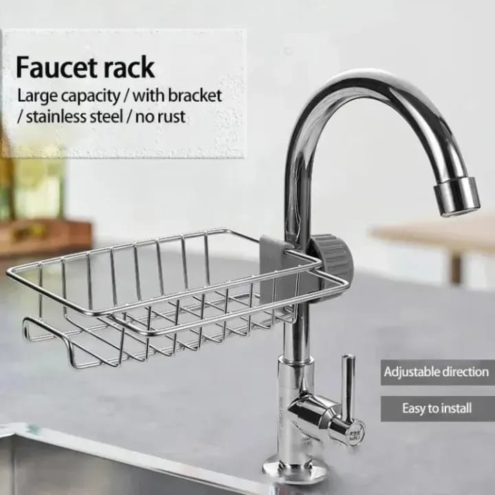 Adjustable Sink Caddy Clamp – Kitchen Faucet Sponge & Dish Soap Holder Organizer