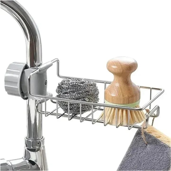 Adjustable Sink Caddy Clamp – Kitchen Faucet Sponge & Dish Soap Holder Organizer