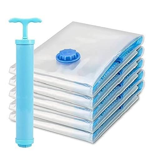 Reusable Vacuum Storage Bags with Hand Pump – Space Saving Compression Bags for Clothes & Bedding