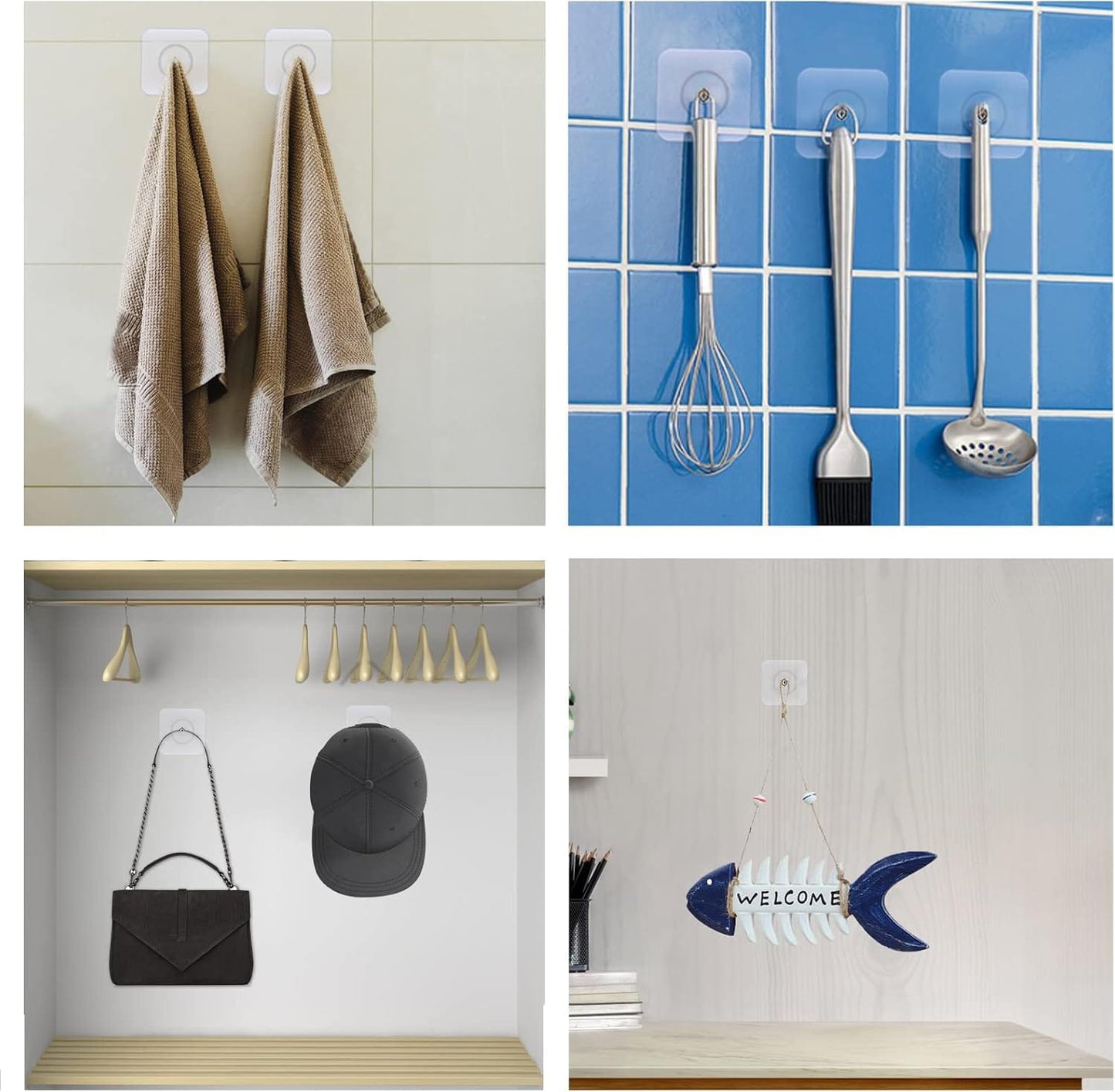 5 PEC No-Drill Adhesive Wall Hook – Heavy Duty Acrylic Towel, Robe & Bathroom Hanger