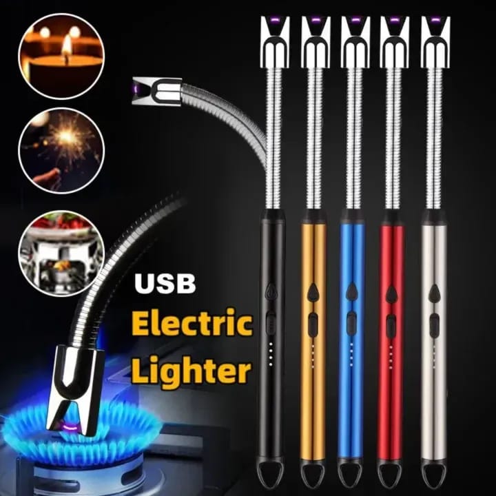 USB Rechargeable Electric Arc Lighter – Flexible Neck Windproof Candle, BBQ & Gas Stove Lighter