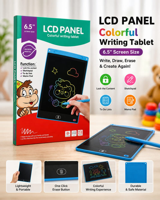 6.5 Inch LCD Writing Tablet for Kids – Colorful Drawing & Writing Pad | Reusable Erasable Digital Memo Board
