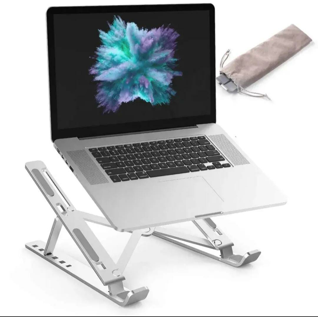 Adjustable Aluminum Laptop Stand – Ergonomic Foldable Riser & Cooling Holder for Laptops & Tablets