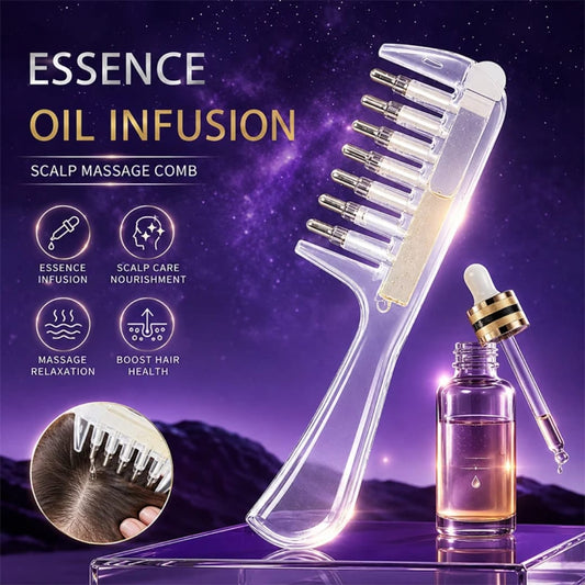 Electric Essence Oil Infusion Scalp Massaging Comb with Red Light Therapy & Precision Serum Applicator