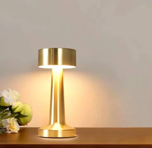 Modern Cordless Rechargeable Gold LED Desk Lamp & Touch Night Light
