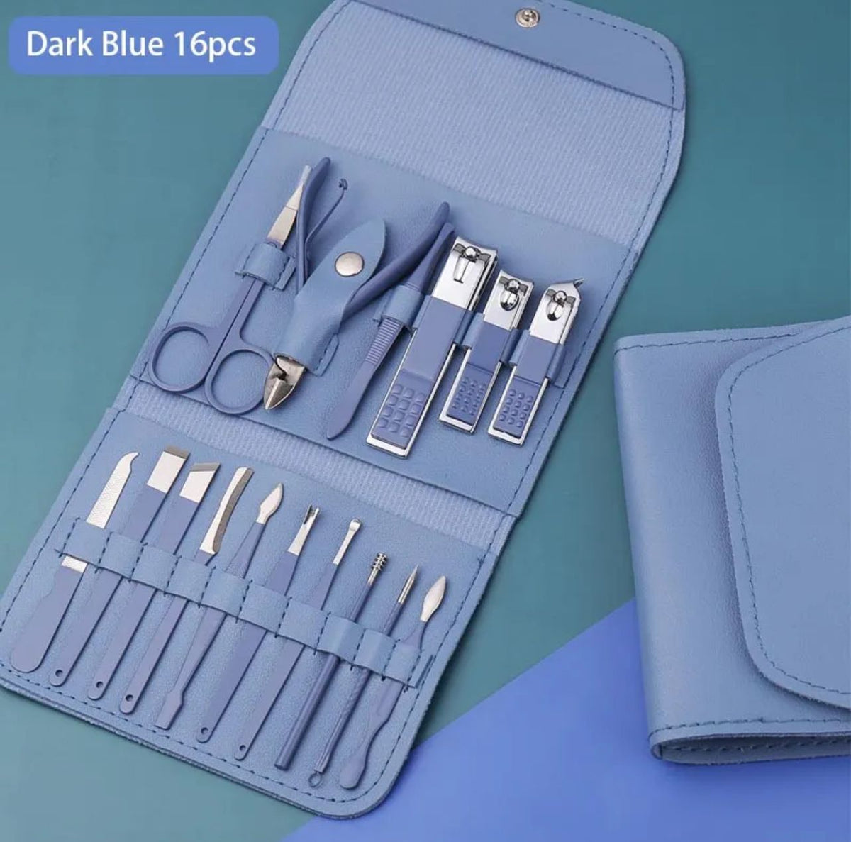 16-in-1 Professional Stainless Steel Manicure & Pedicure Set with Travel Case