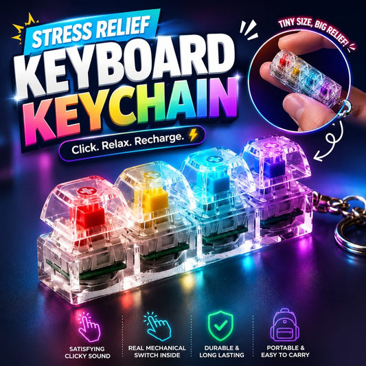 Stress Relief Mini Keyboard Keychain (RGB Backlit)