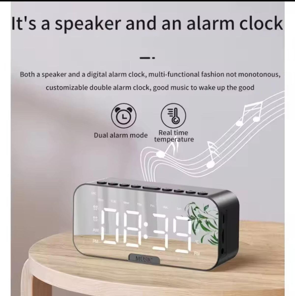 Smart Digital Alarm Clock with Wireless Bluetooth Speaker