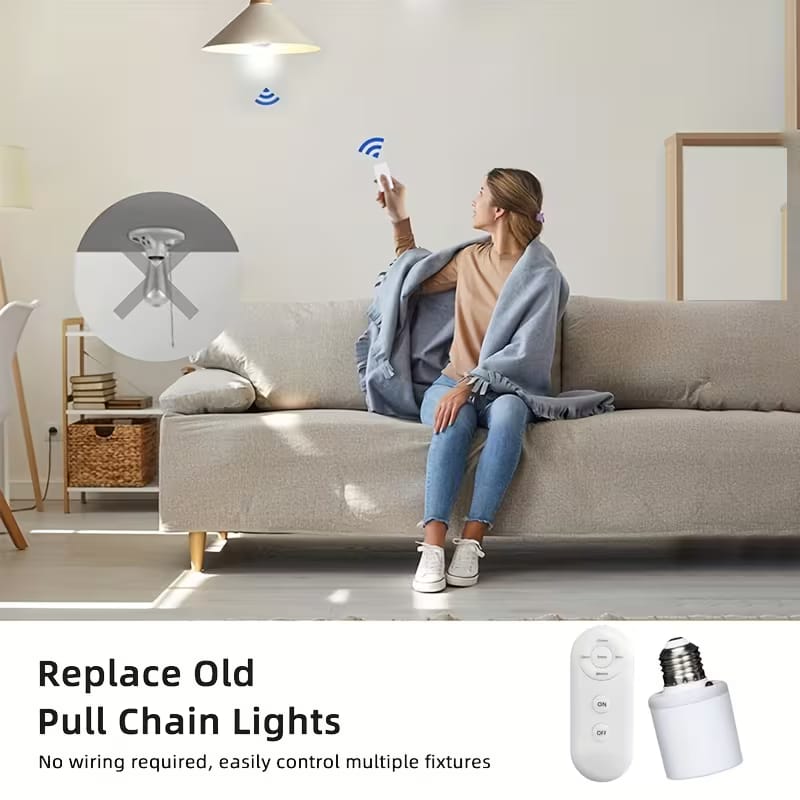 Smart Wireless Remote Control E27 Lamp Holder – Screw-In Light Bulb Socket Adapter