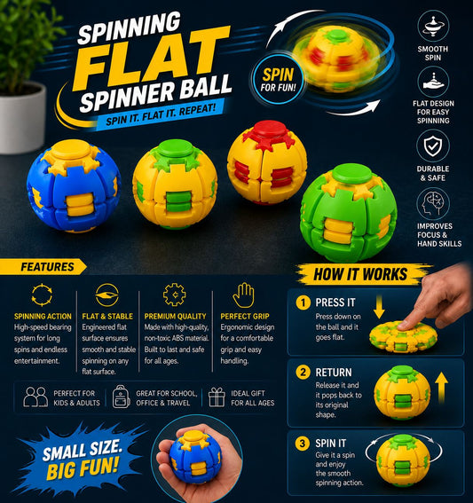 Magic Flying Flat Ball Spinner with LED Lights