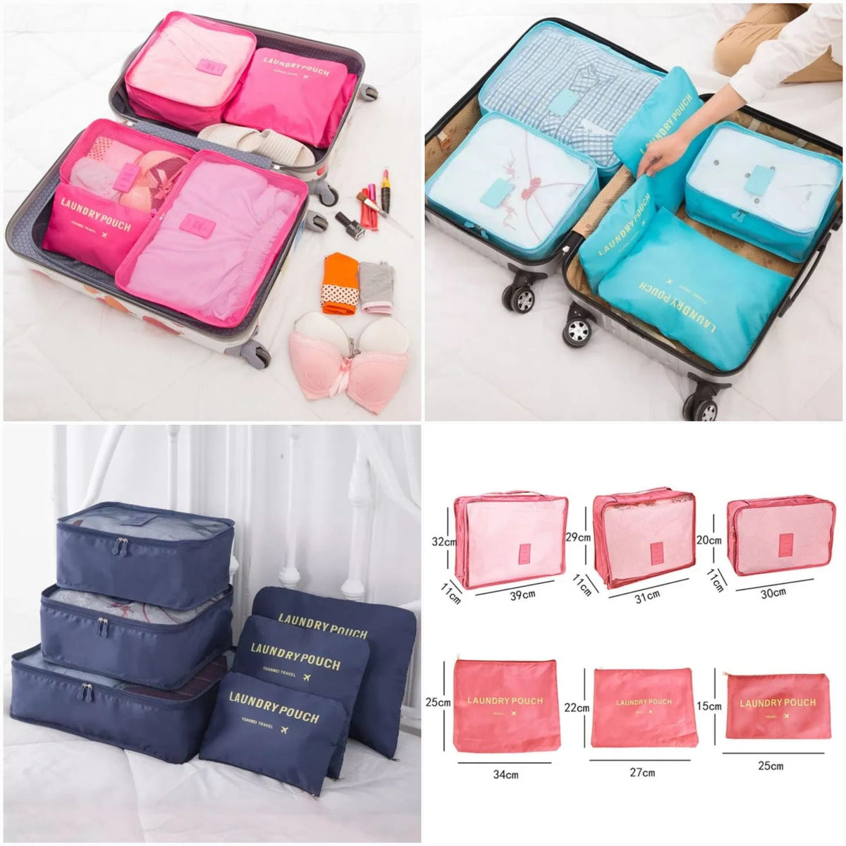 6-Piece Waterproof Travel Luggage Organizer Packing Cubes Set