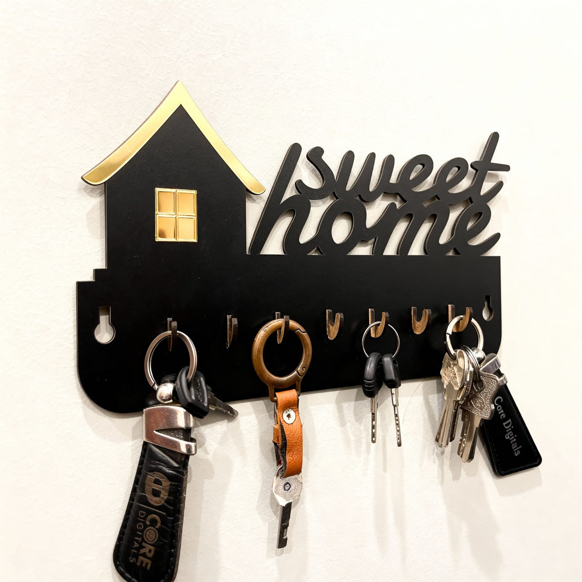 Wooden "Sweet Home" Wall Mounted Key Holder & Organizer