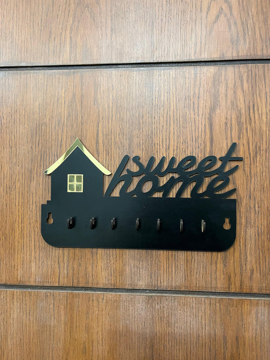 Wooden "Sweet Home" Wall Mounted Key Holder & Organizer