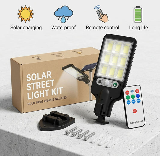 Outdoor Solar Street Light Kit – Waterproof LED Flood Light with Remote Control