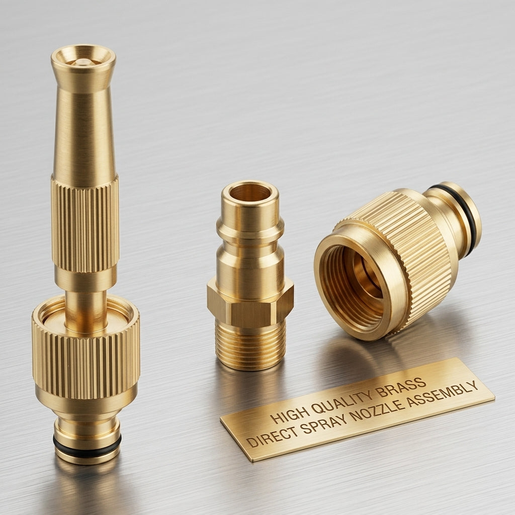High-Pressure Brass Hose Nozzle & Quick-Connect Connector Set
